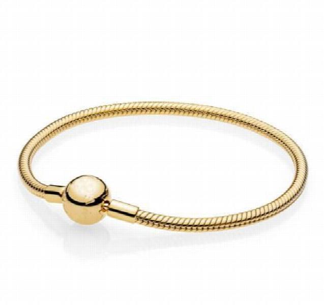 925 Silver Smooth Ball Clasp Snake Chain Pan Bracelet