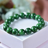 Zheru Jade Green Round Bead Bracelet Men Women Jewelry