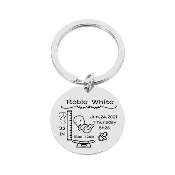Personalized Baby Stats Keychain, New Parent Gift
