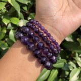 Fengbaowu Amethyst Bracelet 128 Faceted Beads Quartz Healing Stone Jewelry