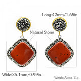 Square Gem Stone Earrings Vintage Wedding Party Jewelry