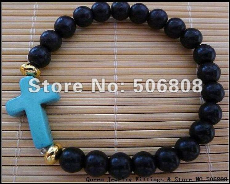 Stone & Howlite Cross Bracelets, Stretch Beaded Jewelry 15PCS