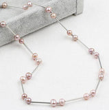 Pink Brown Freshwater Pearls Necklace Charming Women Gift
