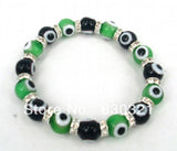 10mm Evil Eye Bracelet with Glass Beads and Crystal Spacer