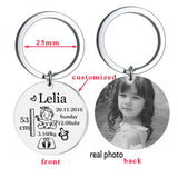 Double Side Engrave Keychain Baby State Photo Image Memorial Gift