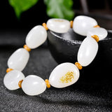 Zheru Hetian Jade Rough Bracelet for Men and Women