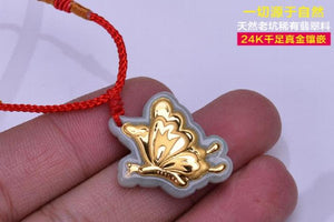 Emerald Butterfly Pendant 3D Inlaid Natural Gemstone