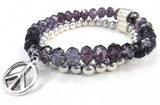 8mm Amythest Crystal Beads Bracelet with Peace Charm Women Stretch Bracelet