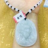Jade Beauty Pendant with Tri-Color Bead Necklace