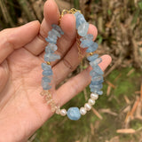 Aquamarine Bracelet Stone Irregular Jewelry