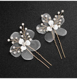 Pansy Organza Rhinestone Hairpins Wedding Hair Accessories