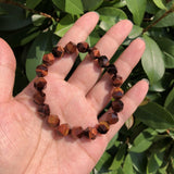 Red Tiger Eye Bracelet Diamond Shape Faceted Beads Crystal Healing Stone Jewelry