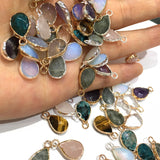 Faceted Natural Stone Charms Opal Amethysts Labradorite Pendants 10x17mm