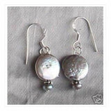 Coin Freshwater Pearl Earring S925 Sterling Silver Hook Dangle Earring