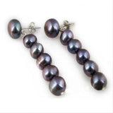 Freshwater Pearl Long Earrings S925 Sterling Silver Stud Fine Jewelry