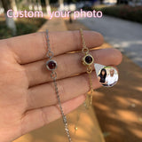 Personalized Circle Photo Bracelet Stainless Chain Projection Gift