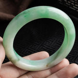 Zheru Jewelry Natural Burmese Green Jadeite Bracelet 54mm-64mm