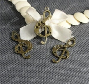 100pcs Antique Bronze Plated Musical Notation Charms Pendants