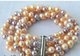 8'' 4Strands 7MM Pink Lavender Freshwater Pearl Necklace