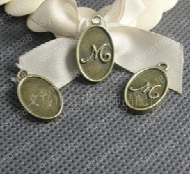 100 pcs Antique Bronze Plate-M Charms Pendants 19*13MM