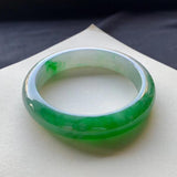 Zheru Natural Burmese Jade Green Two-Tone Bracelet 54-64mm