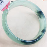 Natural Jadeite Bracelet Pure Green 54-62mm Two-Color Female Jade Bracelet