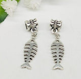 100Pcs Tibetan Silver Fish Charms Dangle Beads 36x9mm