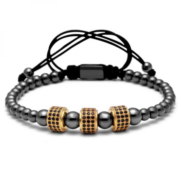 McIlroy Titanium Steel Ball & CZ Beads Macrame Bracelet