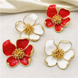 Enamel Flower Glaze Stud Earrings - European & American Style