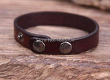 Dark Brown Leather Wristband Cuff Bracelet 1.1cm Width