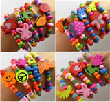 20pcs Wood Bracelet Kids Toys Stretch Bracelet Various Patterns Jewelry