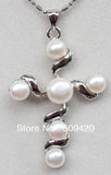 7-8mm Freshwater Pearl Cross Pendant Necklace