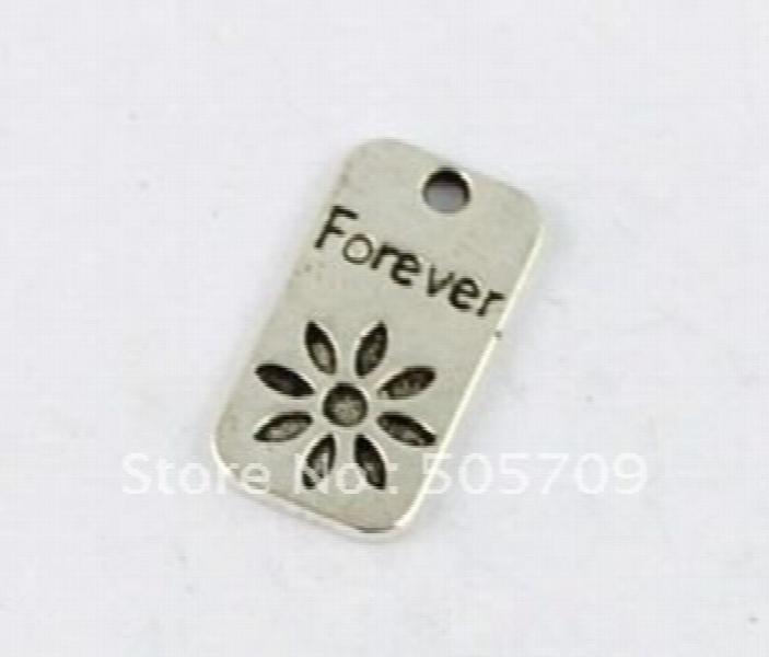 Tibetan Silver FOREVER Square Charms Lot x80