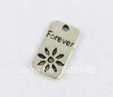 Tibetan Silver FOREVER Square Charms Lot x80