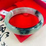 Natural Jadeite Bracelet Pure Green 54-62mm Two-Color Female Jade Bracelet