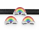 20PCS/lot 8MM Rainbow Slide Charms for DIY Leather Wristband Keychains