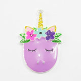 10pcs Cartoon Unicorn Head Pendants, Full Enamel, 50mm*33mm