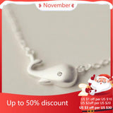 925 Silver Whale Pendant Necklace for Women