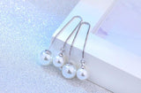 925 Sterling Silver Pearl Chain Ear Line Long Earrings For Women