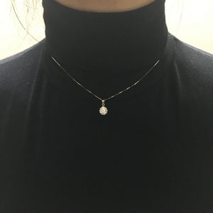 925 Silver Crystal Bead Round Ball Necklace Gems Pendant