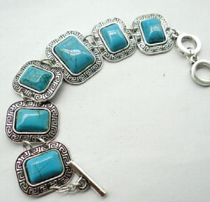 Vintage Zilveren Etnische Stijl Antieke Quartz crystal Turquoises Armband