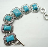 Vintage Zilveren Etnische Stijl Antieke Quartz crystal Turquoises Armband