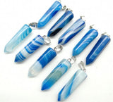 24pcs Natural Stone Mixed Stripe Quartz Crystal Agates Pillar Charms Pendants