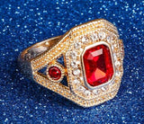 Vintage Gem Inlaid Lady's Rings Antique Plated European Retro Women