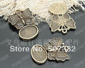 Antique Bronze Butterfly Shape Pendant Charms 50PCS