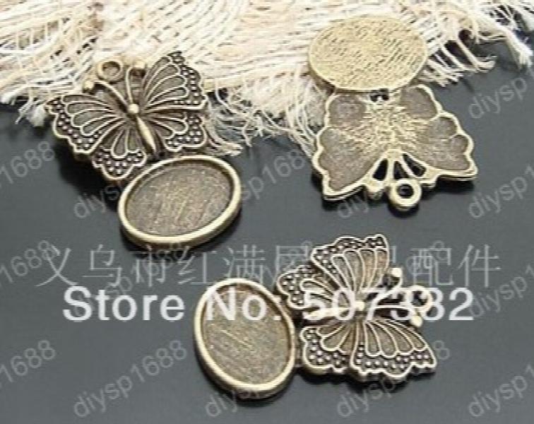 Antique Bronze Butterfly Shape Pendant Charms 50PCS