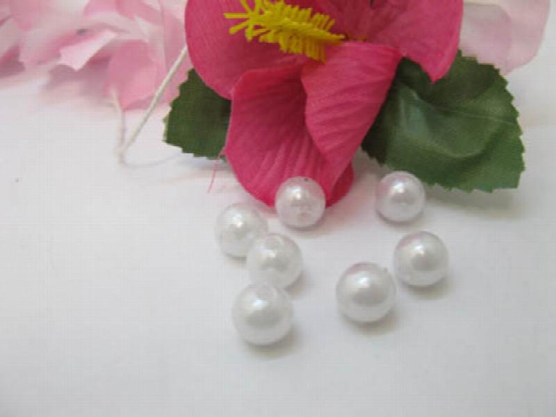 1000Pcs Ivory 10mm Round Pearl Beads Jewelry Finding Bracelet Necklace DIY Beads