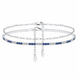 925 Silver Paperclip Tennis Chain Anklet Foot Bracelet for Women