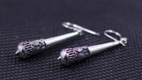 S925 Thai Silver Hand Carved Woodwork Eardrop