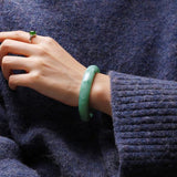 Zheru Jewelry Natural Myanmar Jade 54-64mm Light Flower Bracelet